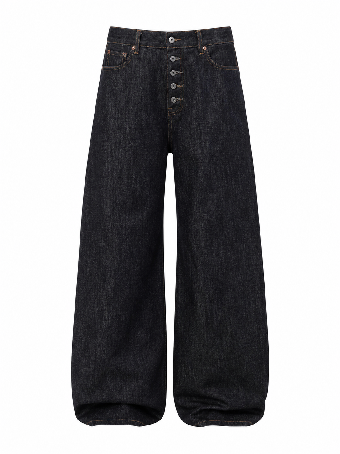 Felix Regem 14oz raw denim five-button baggy wide-leg jeans front view