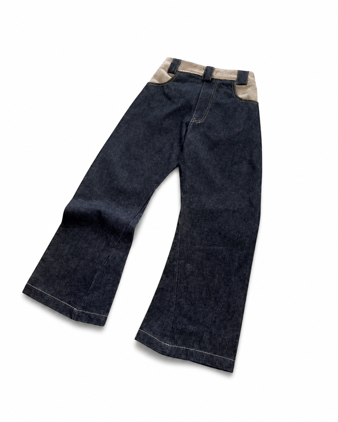 Felix Regem wool patchwork detail on raw denim