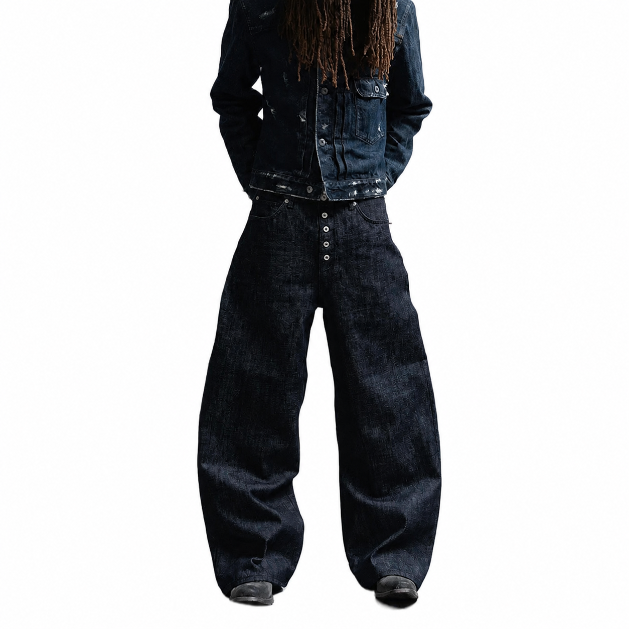 Felix Regem five-button fly detail on raw denim jeans
