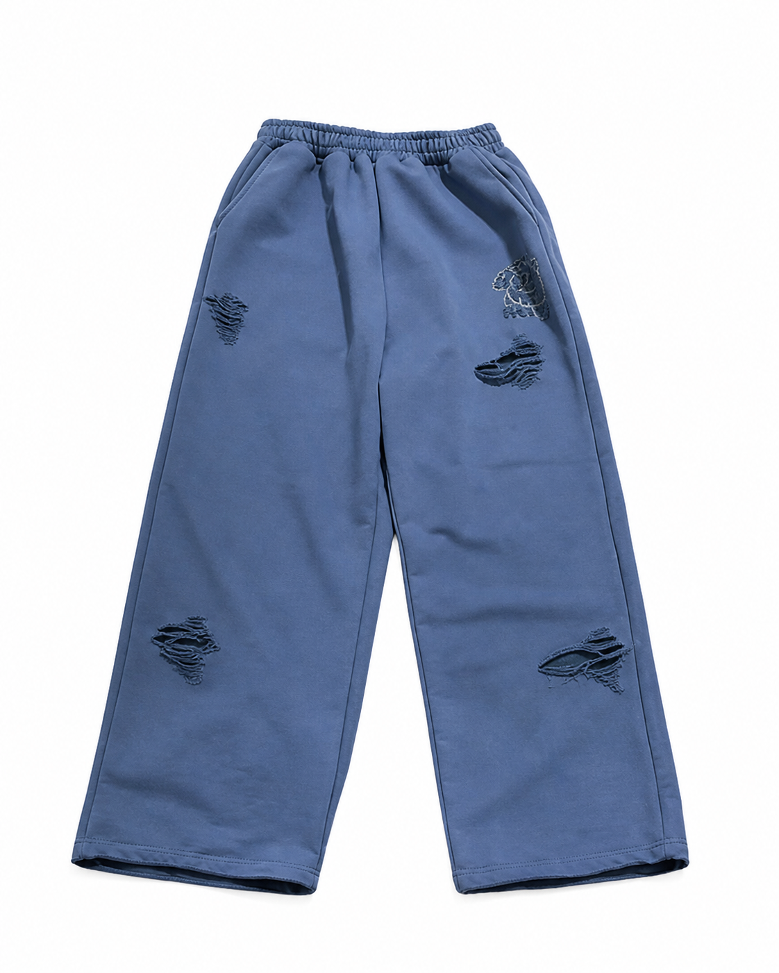 Felix Regem washed distressed badge print loose sweatpants front view