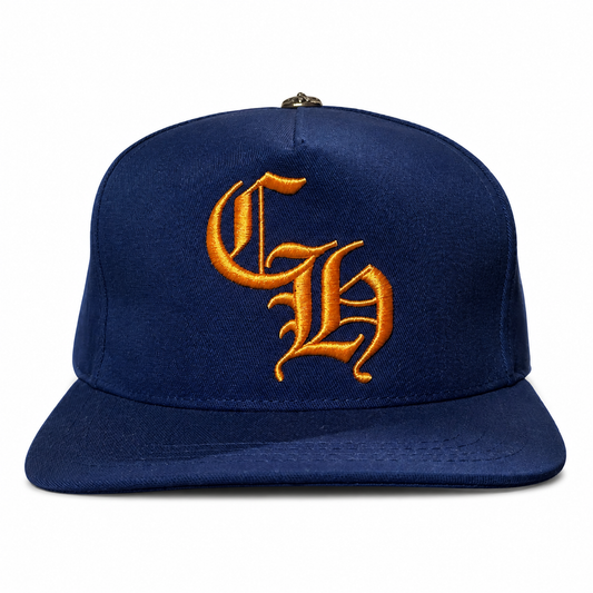Chrome Hearts Blue Baseball Cap with Gold Letter Embroidery — 99% New