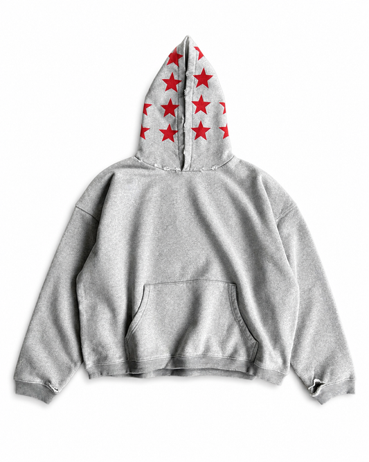 Felix Regem Vintage Red Star 550G Distressed Heavyweight Hoodie