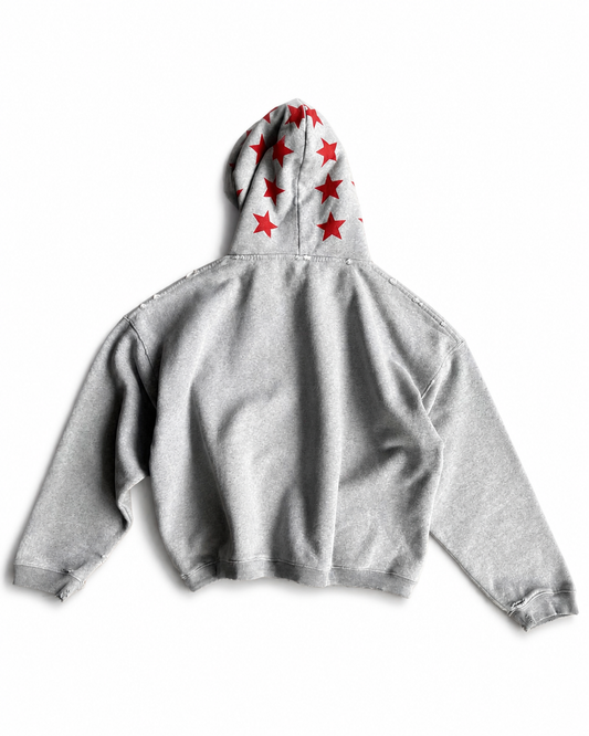 Felix Regem Vintage Red Star 550G Distressed Heavyweight Hoodie